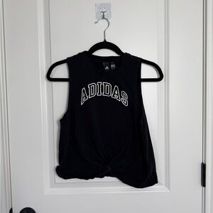 adidas Black Knot-Front Sleeveless Athletic Tank